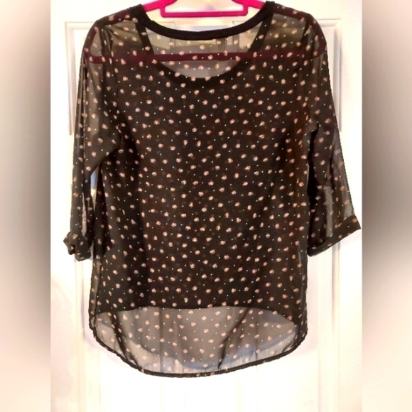 ROBIN -K Womens Sheer high/low 3/4 Sleeve Blouse Top Size M. - Picture 3 of 3